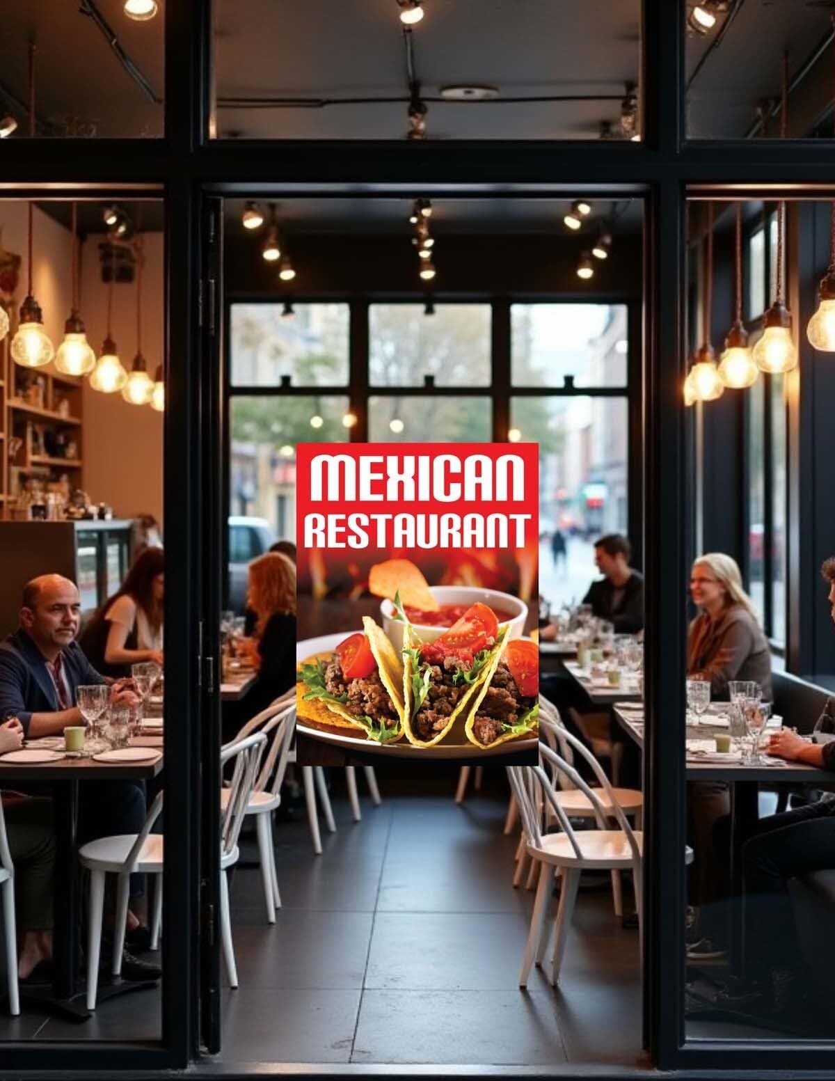 Mexican Restaurant | Retail Window Display Sign | 18&Prime;W x 24&Prime;H