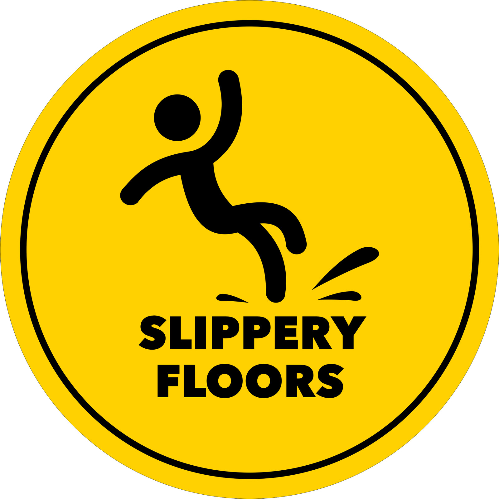 Circle Plus Slippery Floors Wall or Door Sign | Easy Installation
