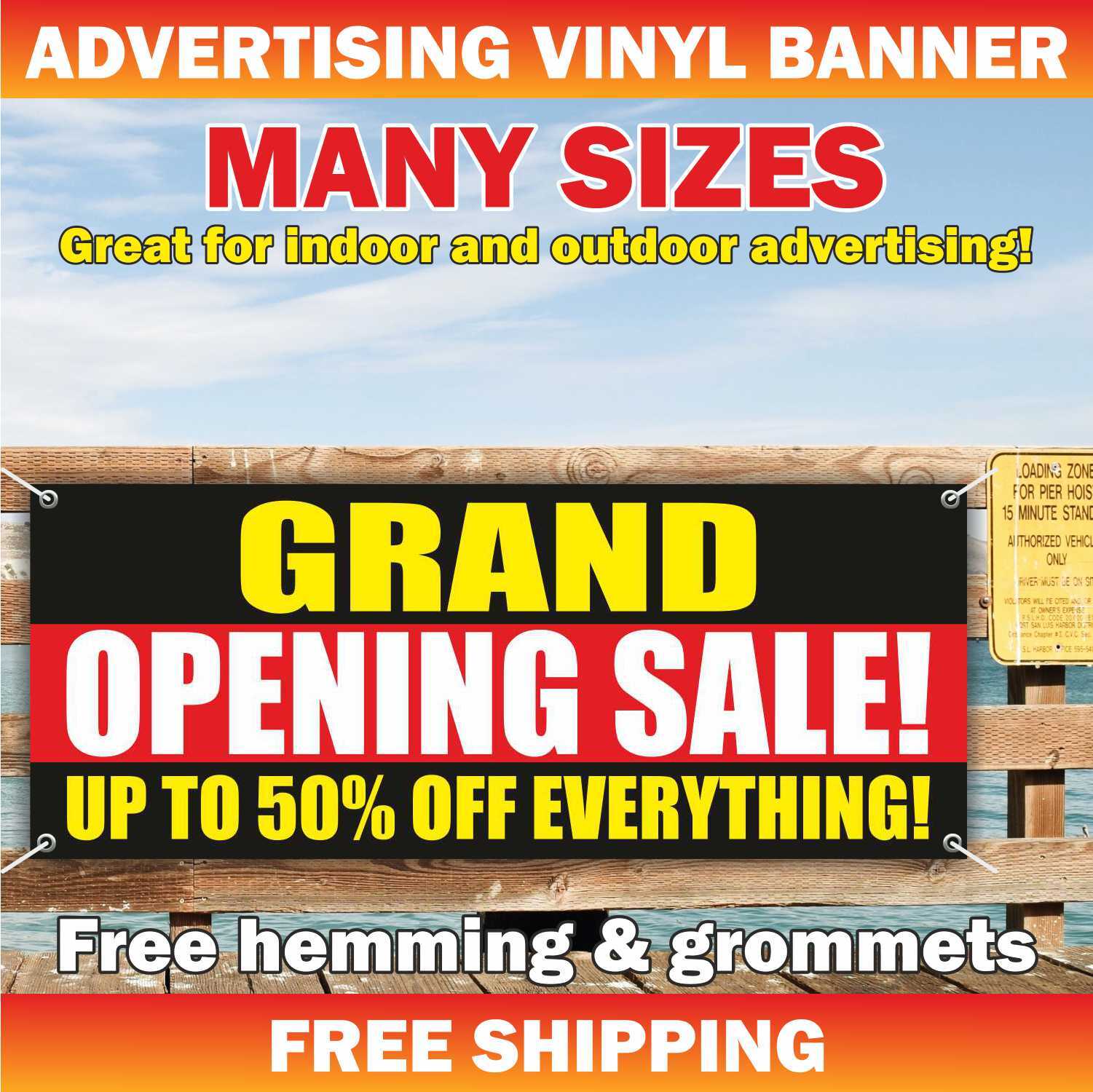 GRAND OPENING SALE Advertising Banner Vinyl Mesh Sign Huge saving discount 50%