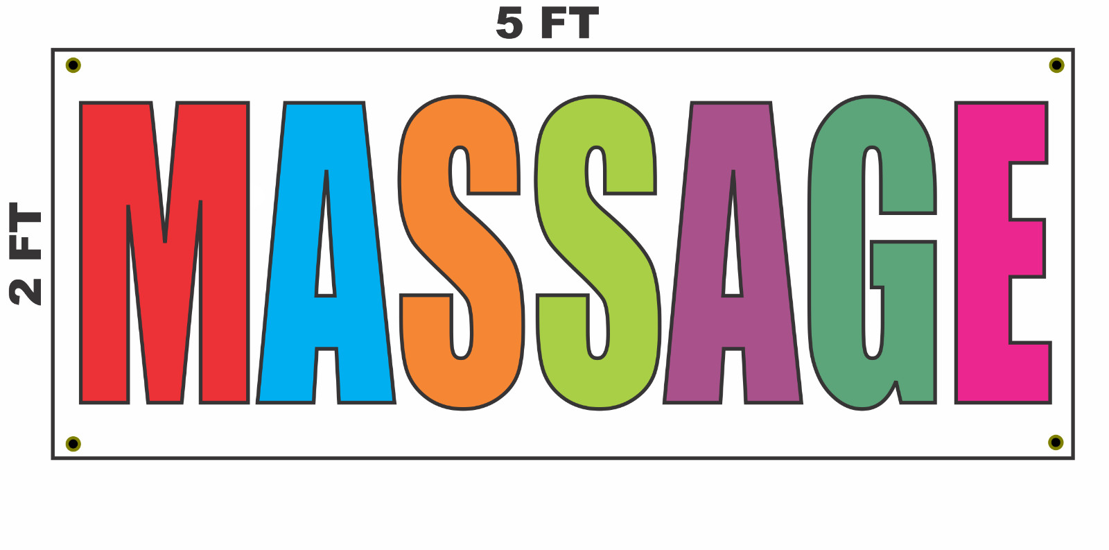 MASSAGE Multi-colored Banner Sign 2×5