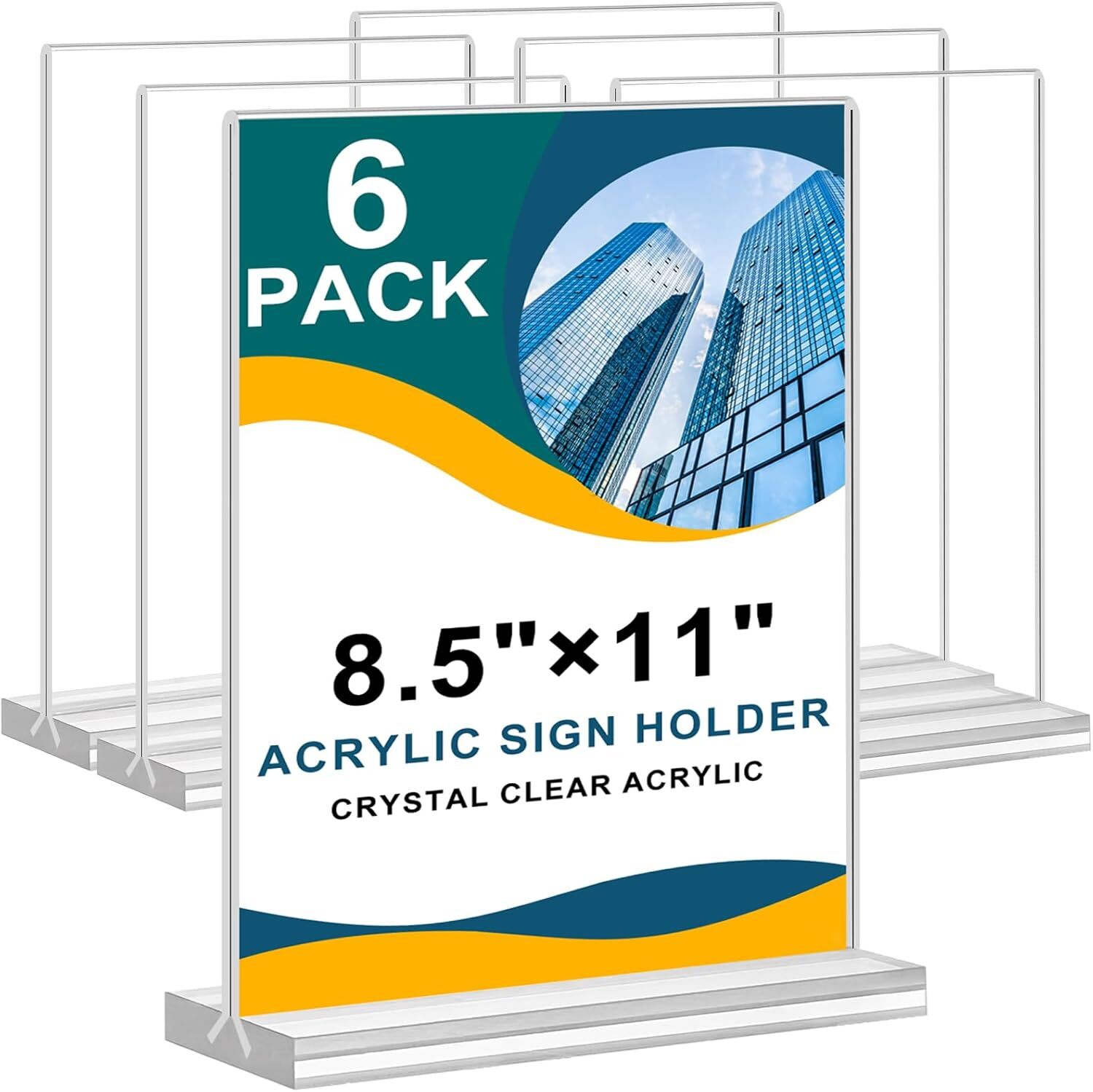 Arrobust 8.5 x 11 Acrylic Sign Holder Clear Vertical 6 Pack 8.5×11 »,