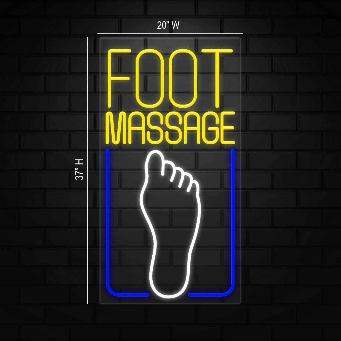 Foot Massage Sign for Business Displays | LED Flex Neon | 20&Prime;W x 37&Prime;H x 1&Prime;D