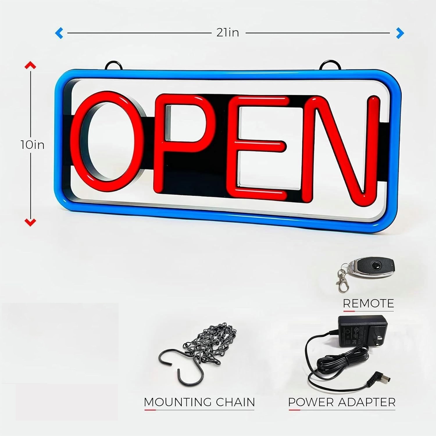 Large LED Open Sign 21&Prime; Neon Light Bright for Restaurant Bar Store Shop Business