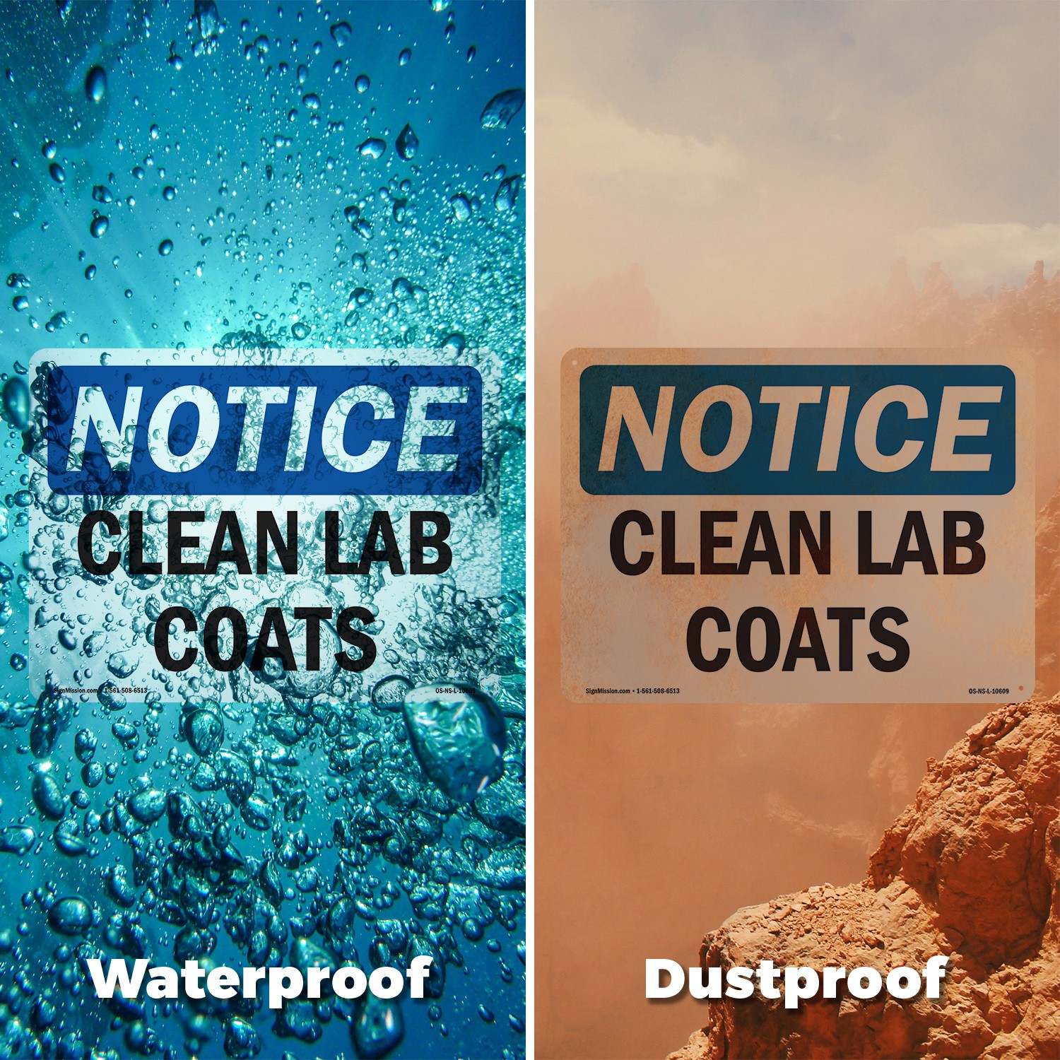 Clean Lab Coats OSHA Notice Sign Metal, Plastic, Or Decal – 5 or 10 Pack