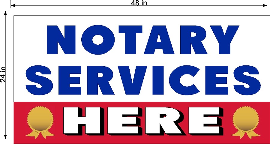 NEW PERFORATED WINDOW VINYL DECAL NOTARY SERVICES HERE 2&prime; X 4&prime; LARGE RED WHITE B