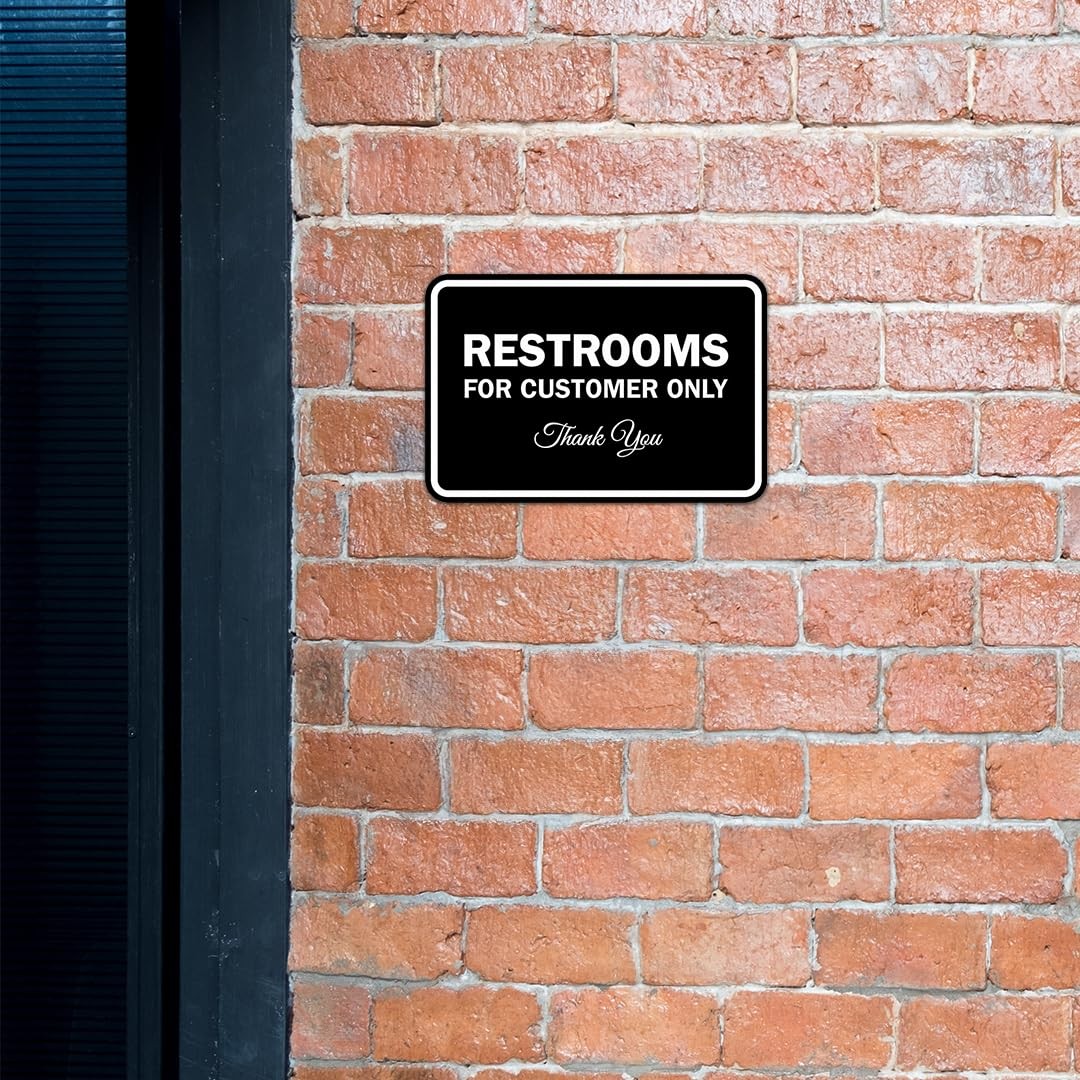 Signs Bylita Classic Framed Restrooms Customers Sign Navy – Medium 5 Pack