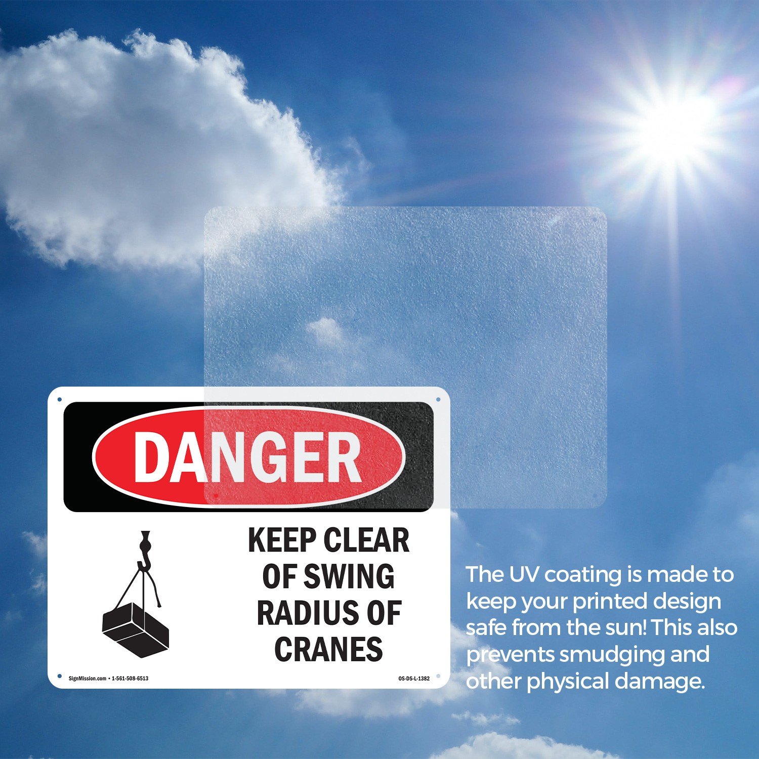 Keep Clear Of Swing Radius Of Cranes OSHA Danger Sign Or Decal – 5 or 10 Pack
