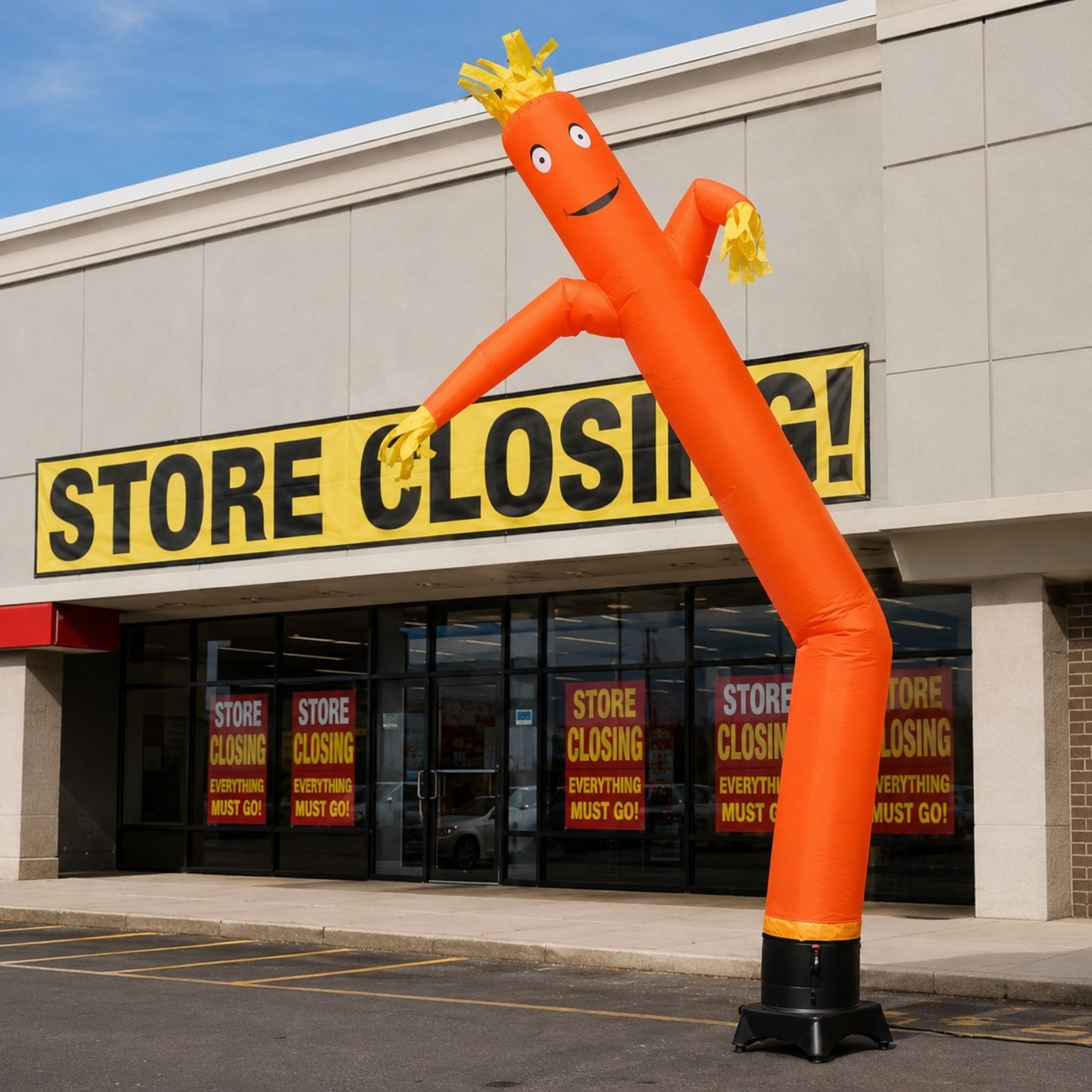 Advertising Inflatable Tube Man 12ft Orange Blow Up Wavy Flailing with Blower