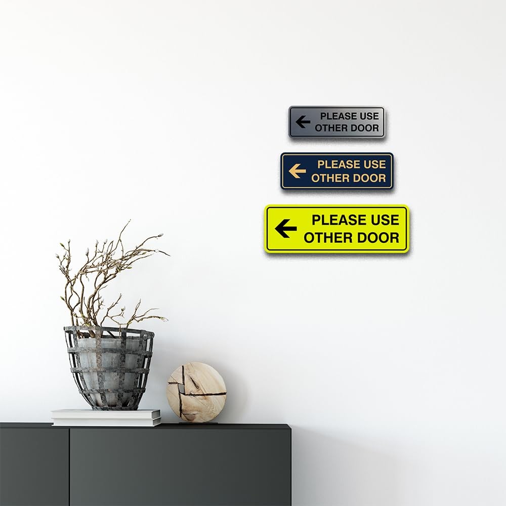 1 PCS Standard Please Use Other Door Left Arrow Sign White Small Wall Decor