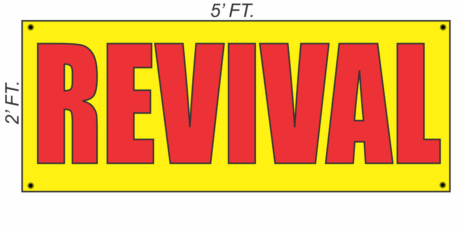 REVIVAL Banner Sign Yellow with Red & Black for Tent or Church