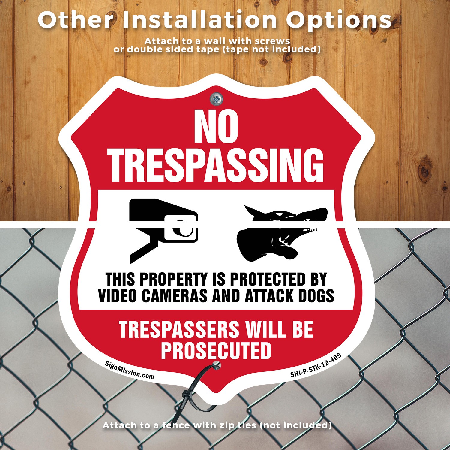 No Trespassing Shield Sign This Property Is Protected By Shield Sign With Stake
