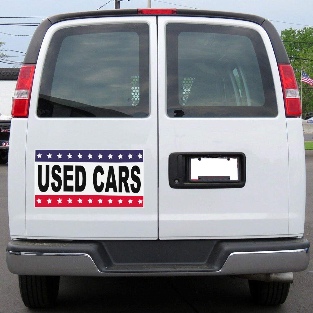 Car Magnet Set of 2 Used Cars Black Red Blue Auto Car Repair Shop
