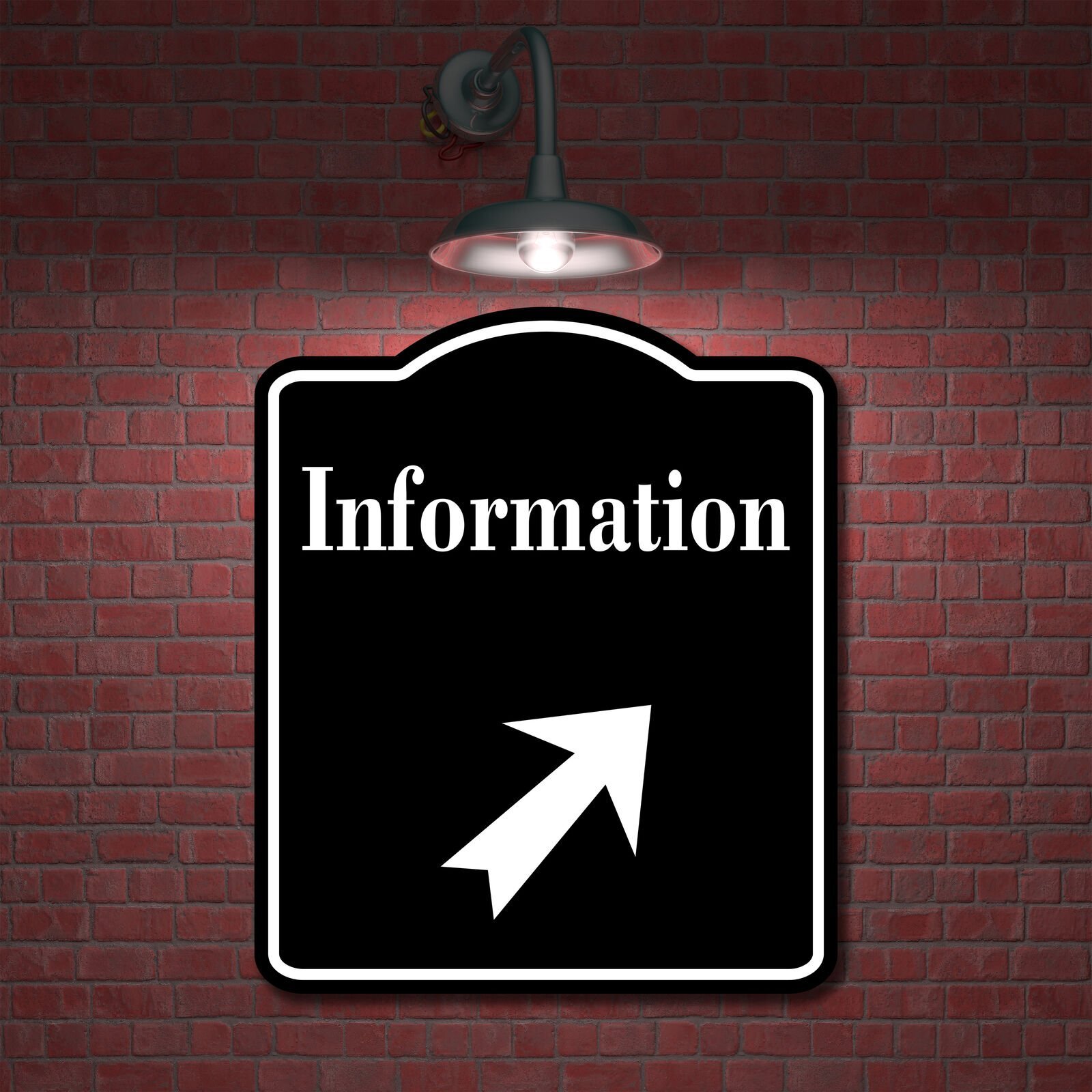 Information 45 Degree Up Right Arrow BLACK Aluminum Composite Sign