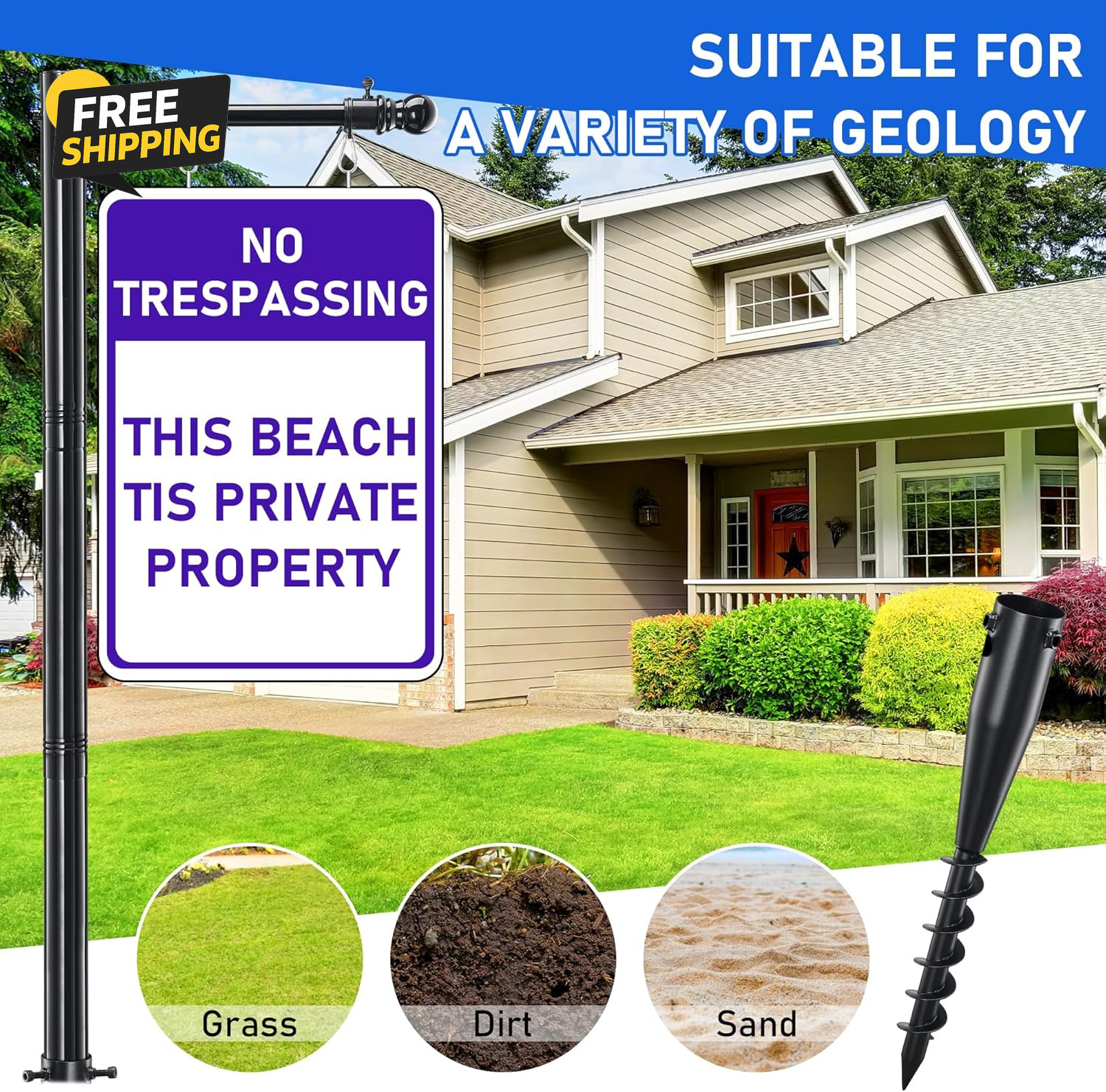 Real Estate Sign Post, 100 Inch Realtor Yard Sign Post for Sale Signs Rent Signs