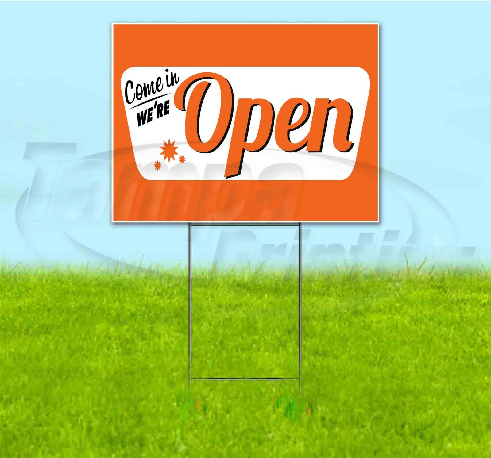 COME IN WE&rsquo;RE OPEN 18×24 Yard Sign WITH STAKE Corrugated Bandit USA BUSINESS