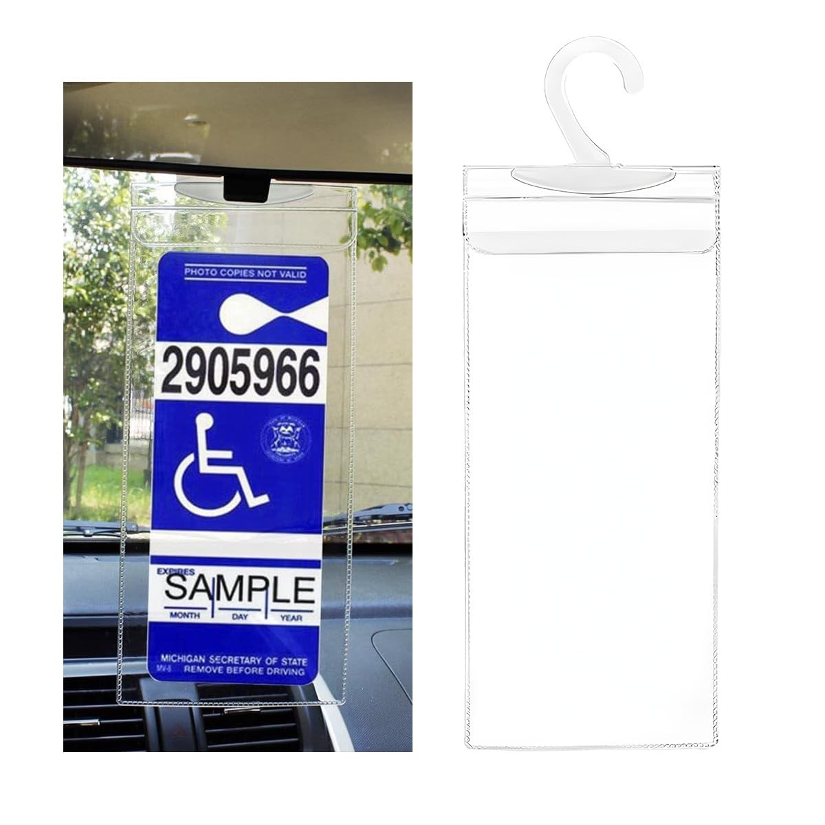 KVAEY Handicap Placard Holder, 11.6&Prime;×5&Prime; Transparent Disabled Parking 1 PCS