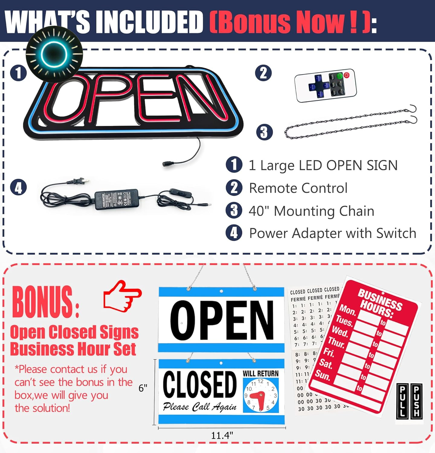 Bright LED Open Sign for Business – 32×16 Inch with Remote & Flashing Mode NEW