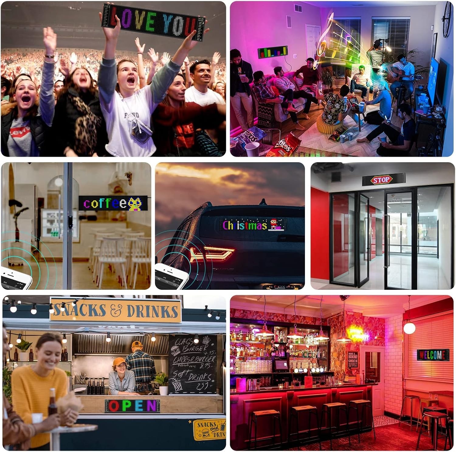 15 »x4 » RGB LED Sign with App Control – Waterproof for Indoor & Outdoor Use