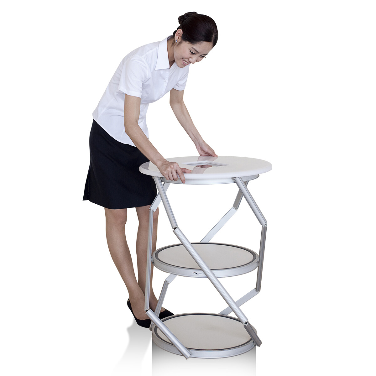 Optim 40&Prime; Collapsible Counter Round Portable Aluminum Counter Trade Show Display