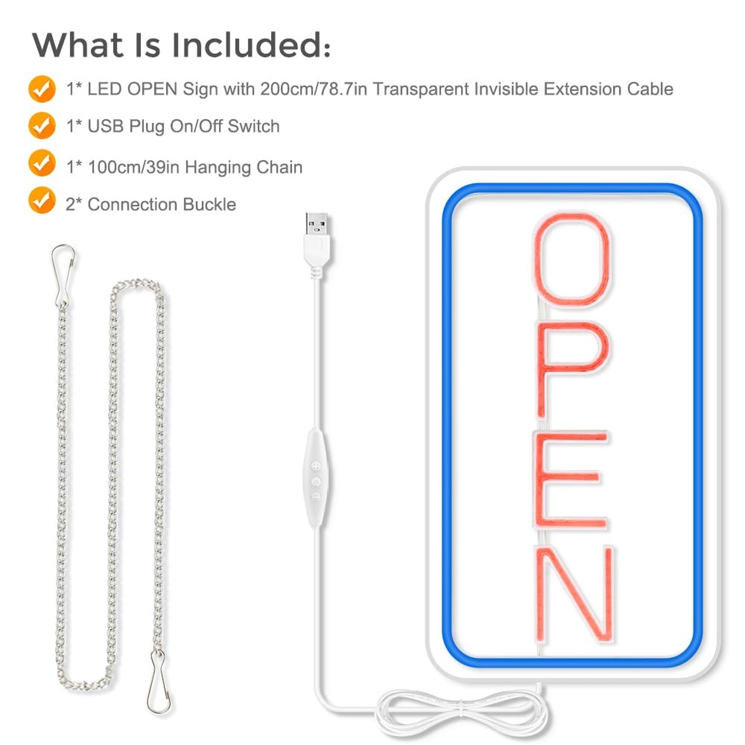 Open Signs for Business, 16&Prime;x 9&Prime; LED Neon Open Sign with ON/OFF Switch adapte…