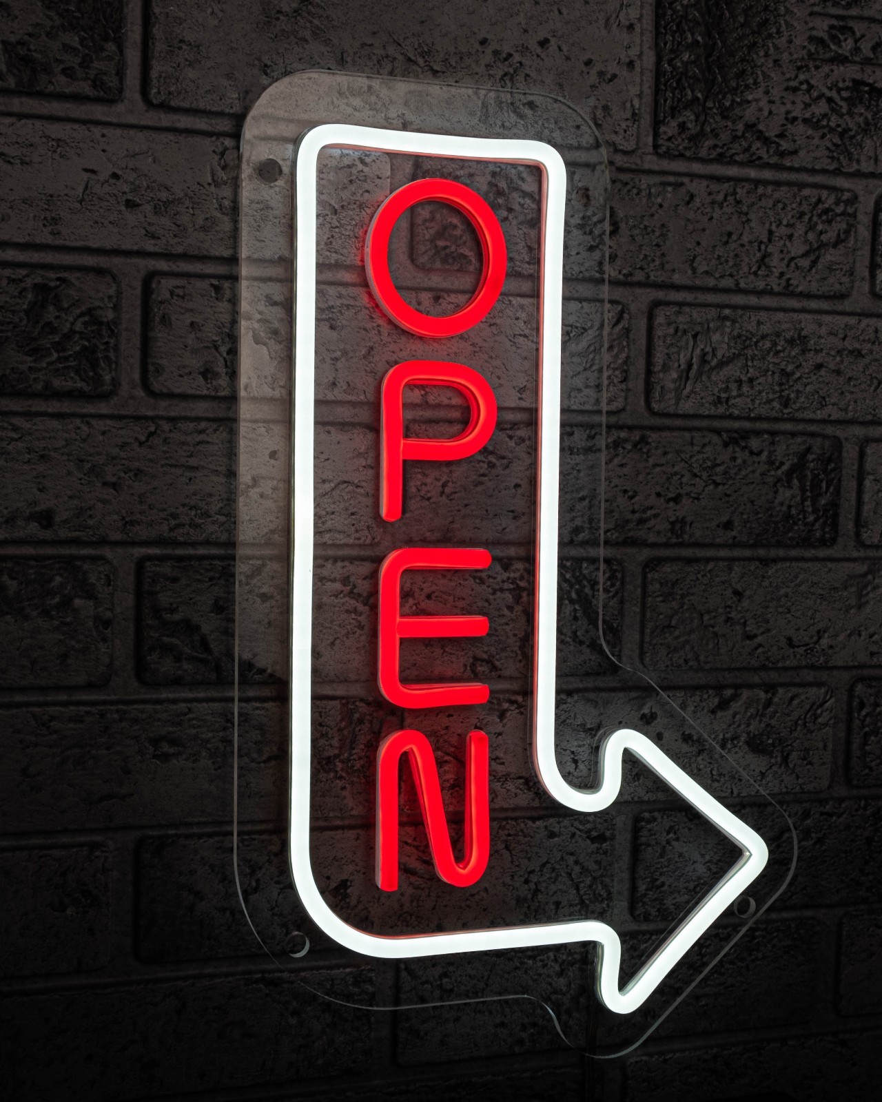 Open Neon Outdoor Vertical Arrow Sign, Waterproof Custom Shop Sign Neon