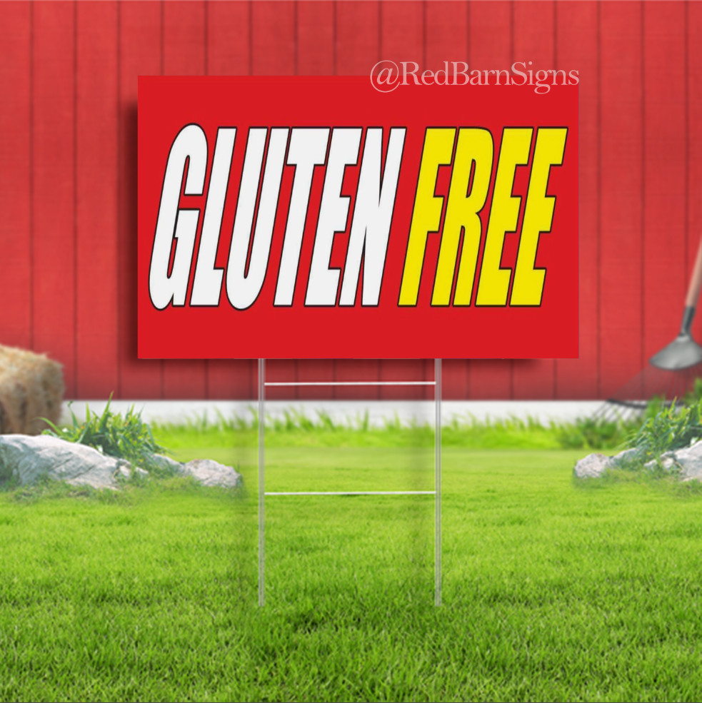 GLUTEN FREE fast food buffet Restaurant Bar Indoor Outdoor Yard Sign with metal
