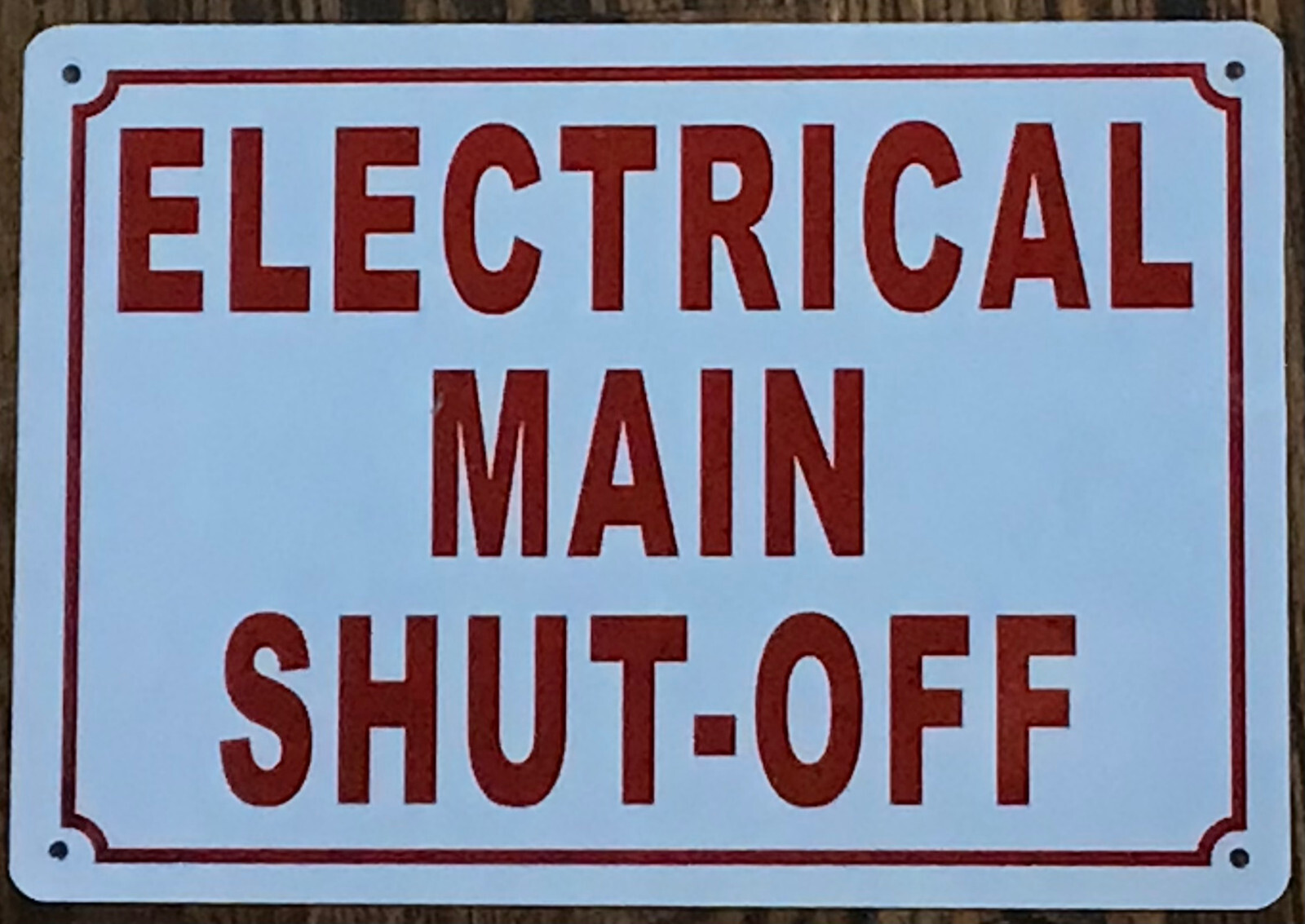 ELECTRICAL MAIN SHUT-OFF SIGN (7X10, WHITE, ALUMINUM)-REF24-1027