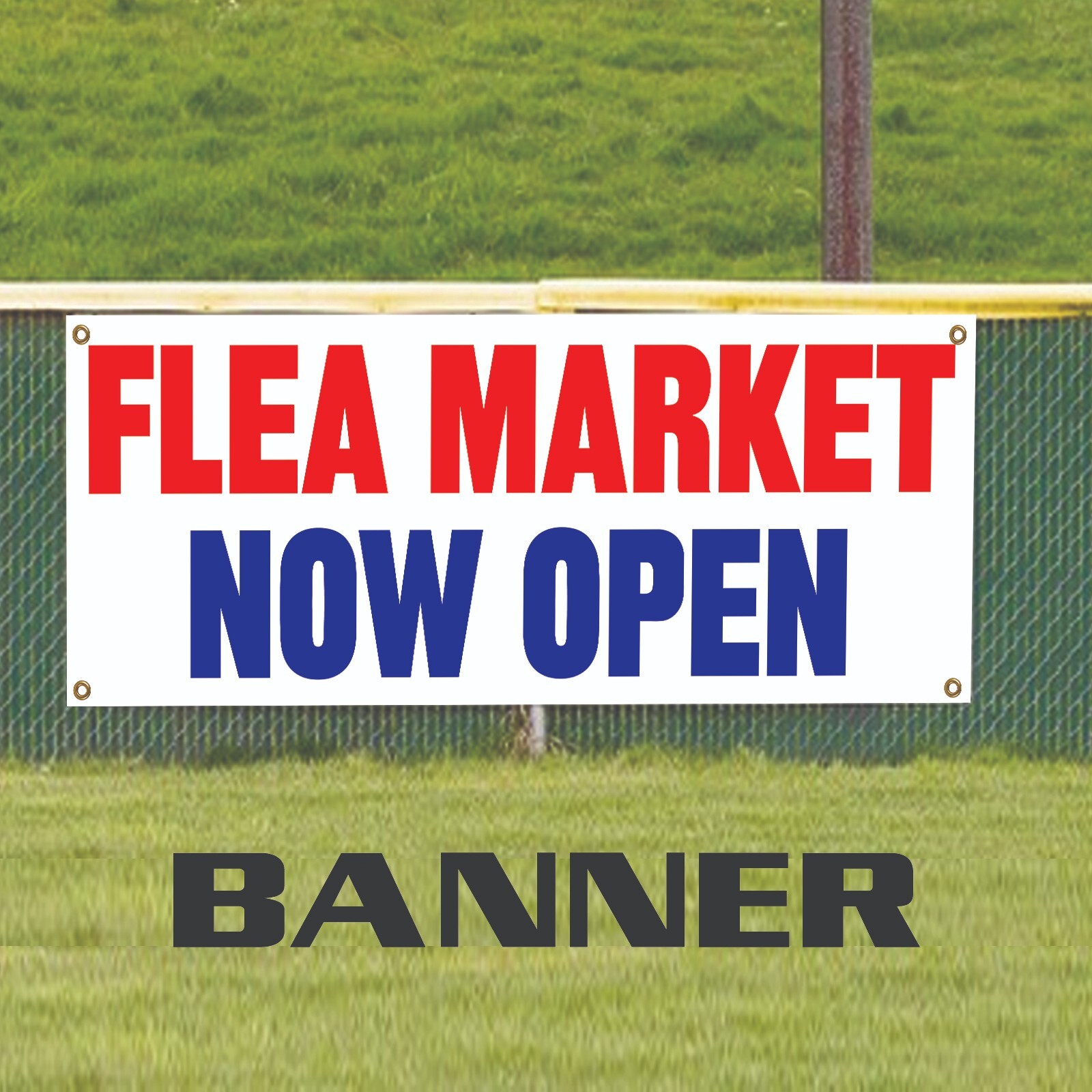 Flea Market Now Open Vinyl Banner Advertise Display Outdoor Printed Flag Banner