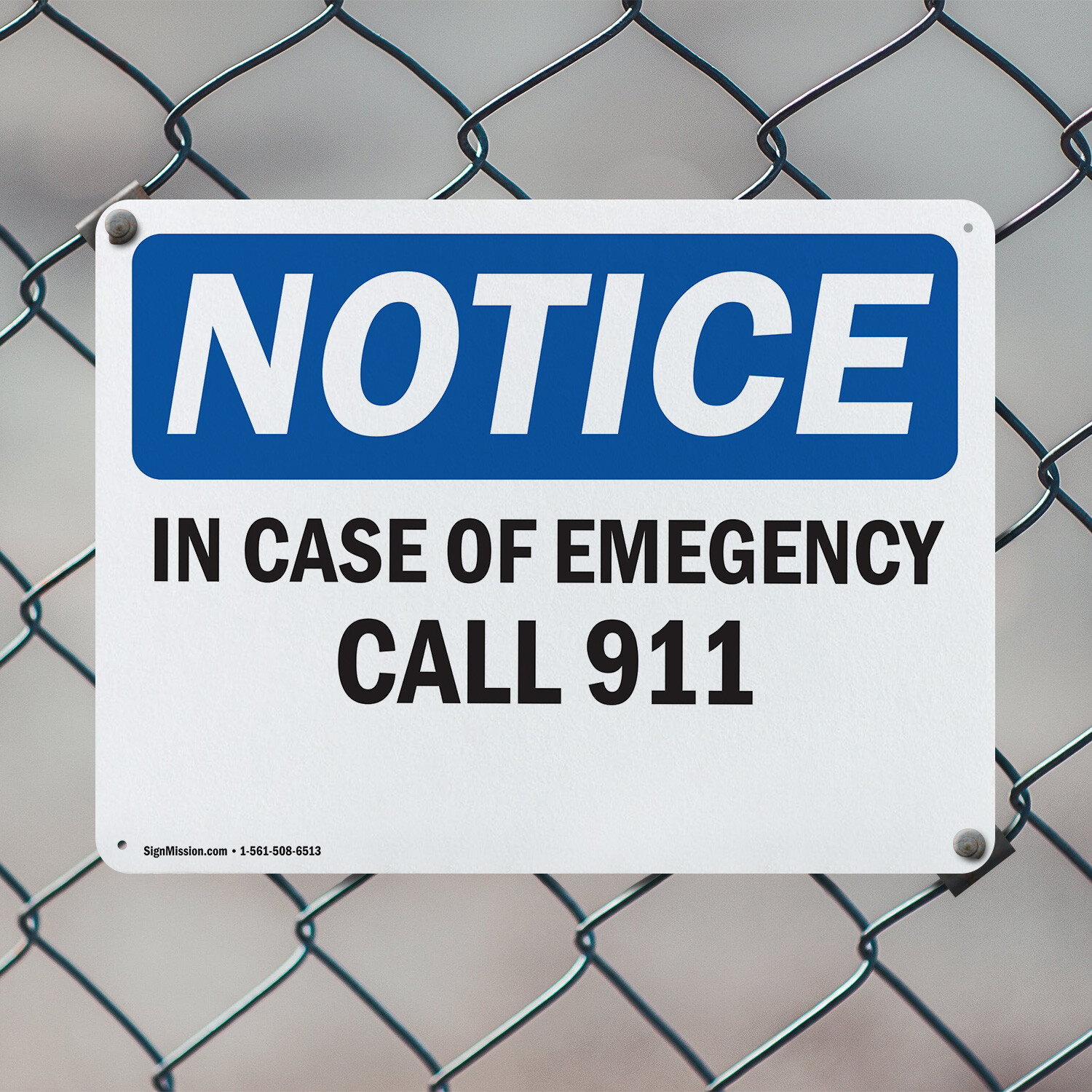 (2 Pack) In Case Of Emergency Call 911 OSHA Notice Sign Decal Metal Plastic