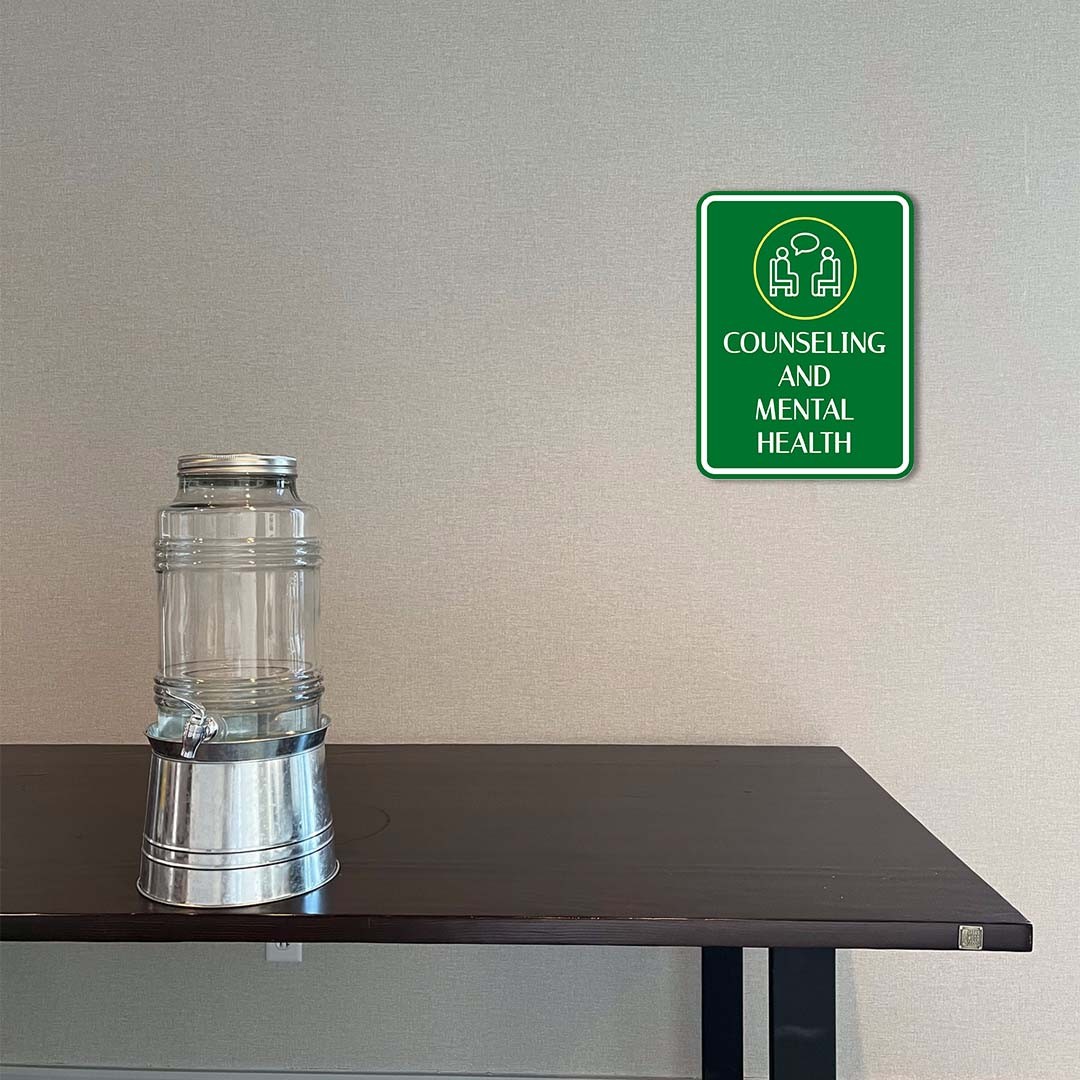 Portrait Round Plus Counseling and Mental Health Wall or Door Sign