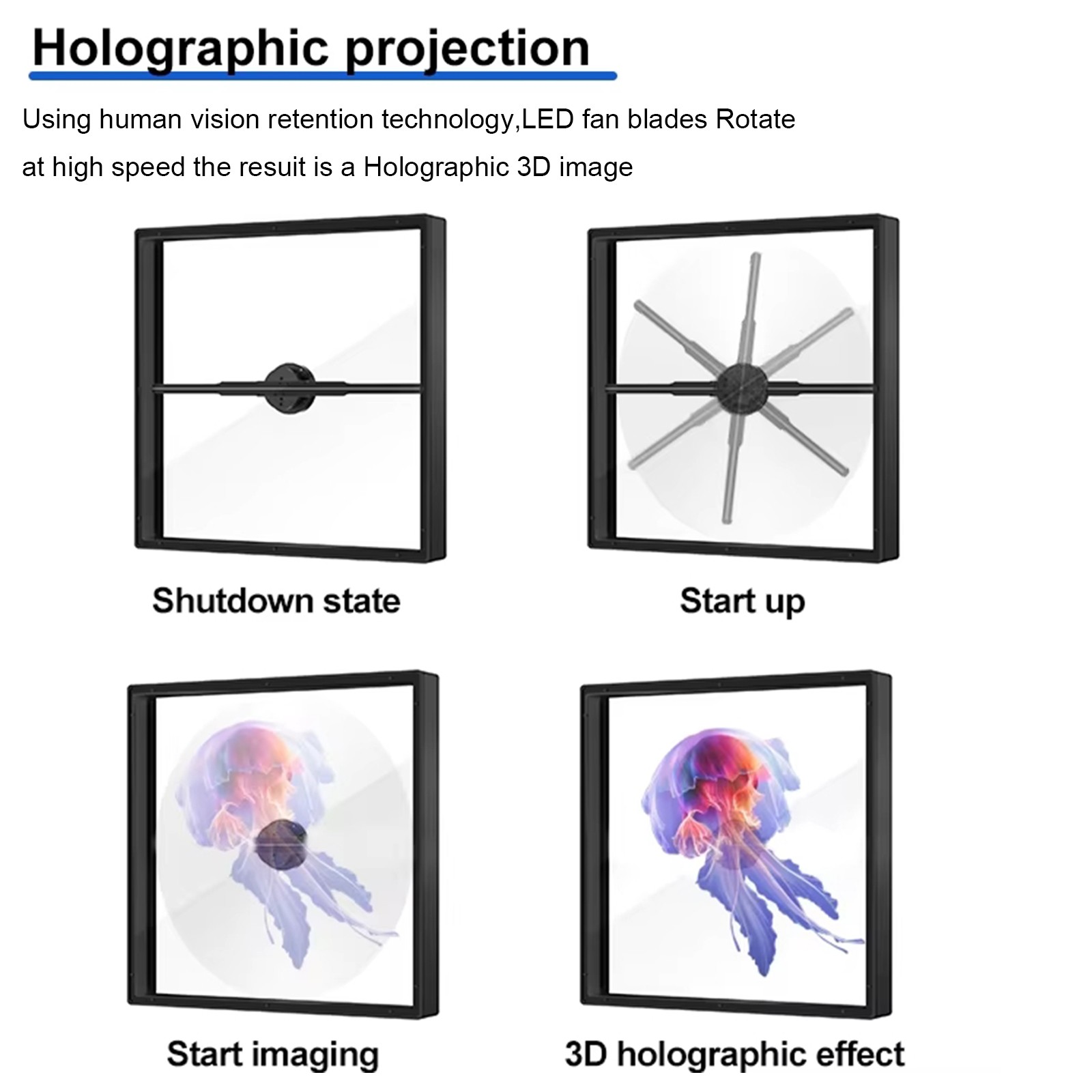 3D WIFI Hologram Projector LED Holographic Displays Fan Advertising w/Cover Case