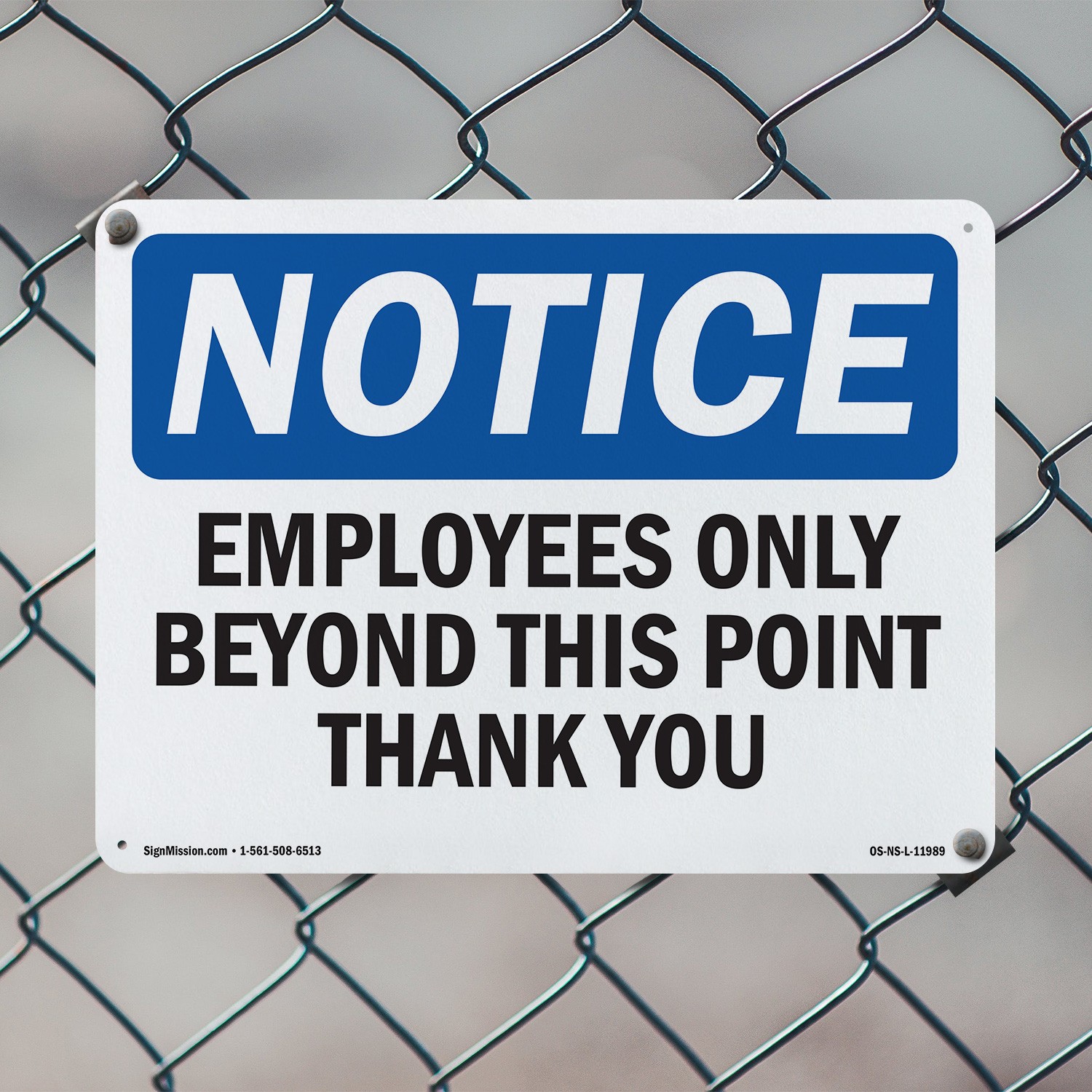 Employees Only Beyond This Point Thank You OSHA Notice Sign, Decal 5 or 10 Pack