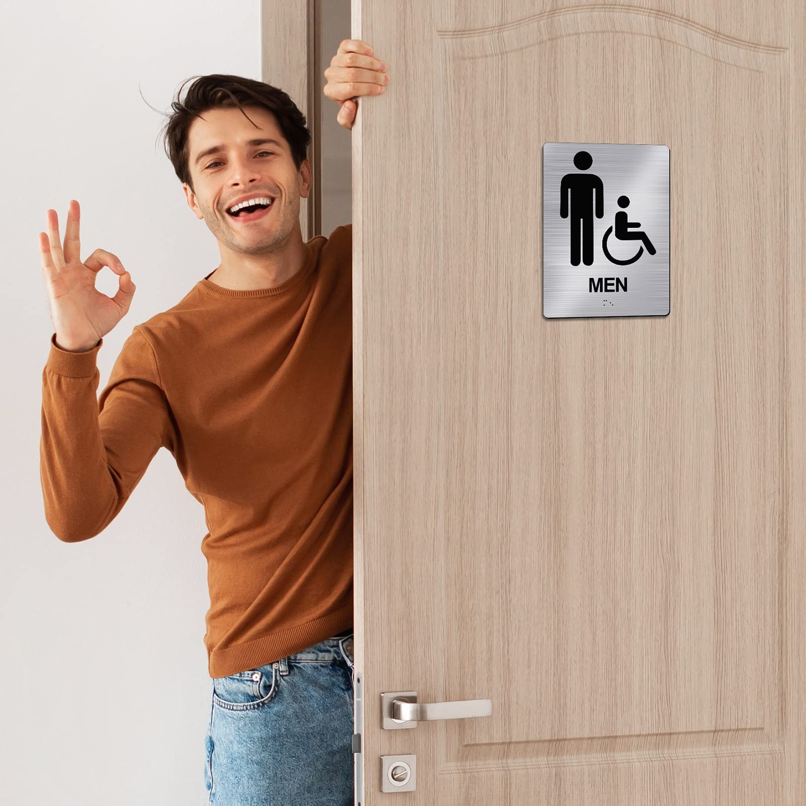 2 Pack ADA Restroom Signs Men Women Braille Bathroom Business 8×6