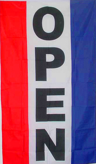 Open Vertical Flag sign new 3×5 ft superior quality fade resistant usa seller