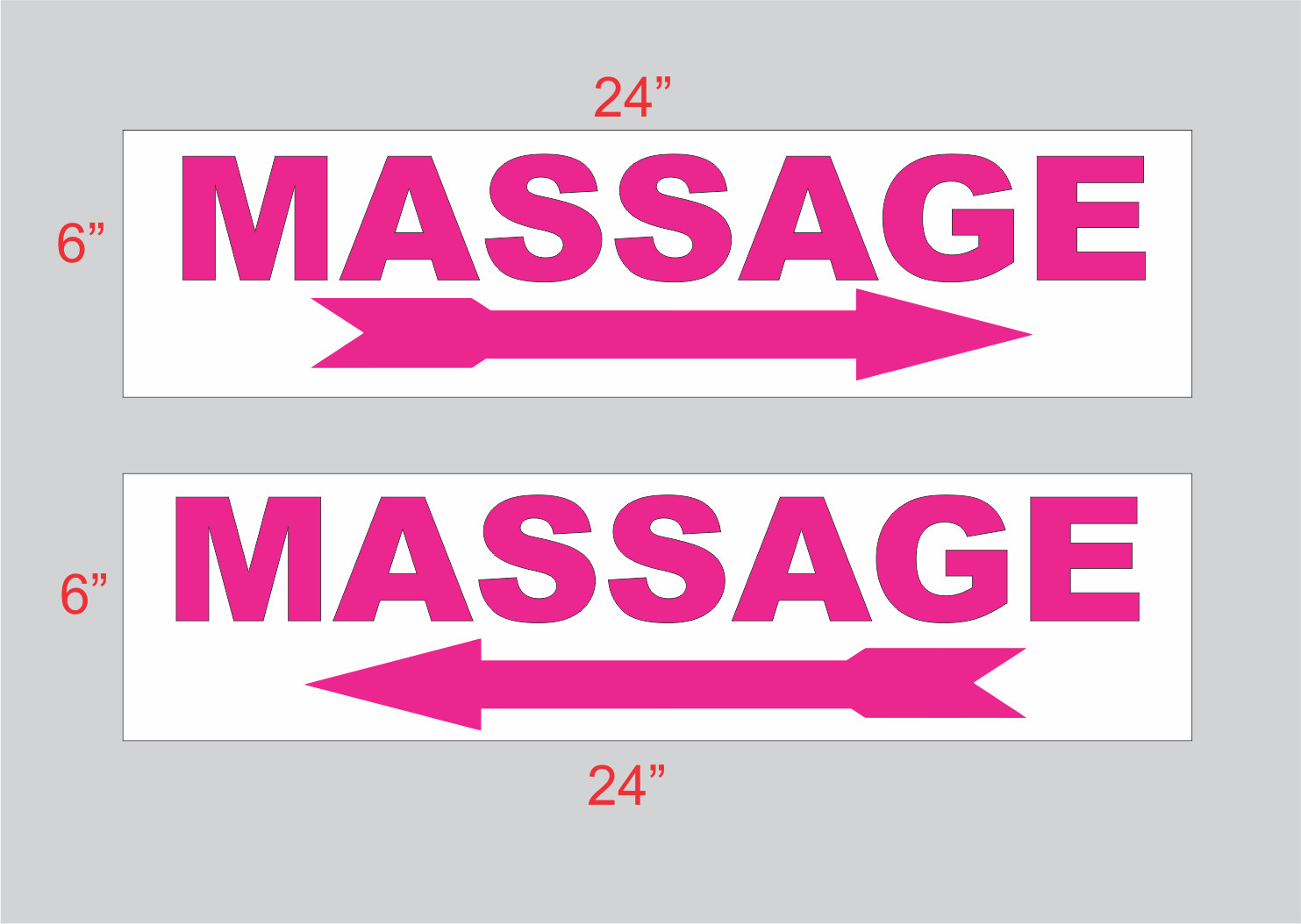 MASSAGE arrow Hot Pink 6&Prime;x24&Prime; REAL ESTATE RIDER SIGNS Buy 1 Get 1 FREE 2 Sided