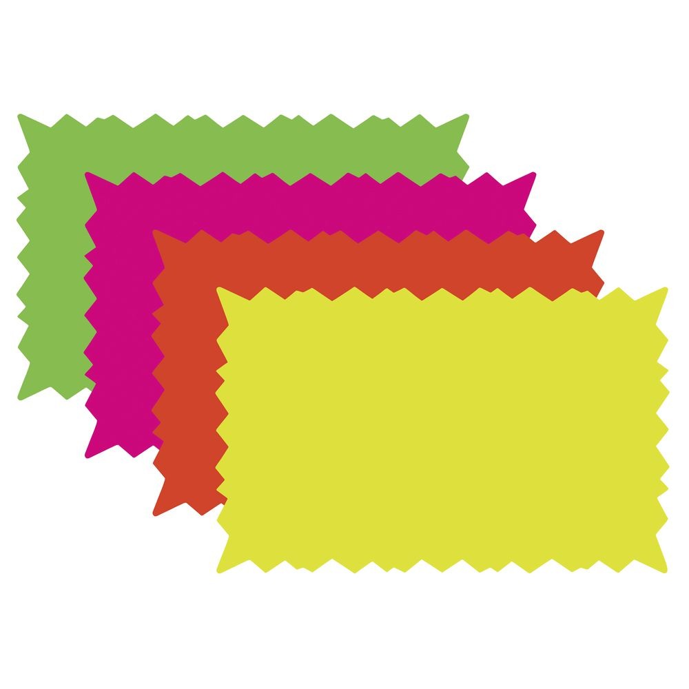 Ready Flow Rectangular Assorted Fluorescent Starburst Sign Cards – 11&Prime;L x 7&Prime;H