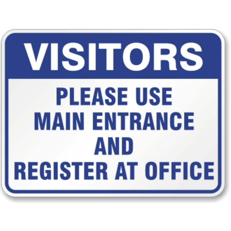 Entrance Register Visitor Aluminum Weatherproof Sign b01482