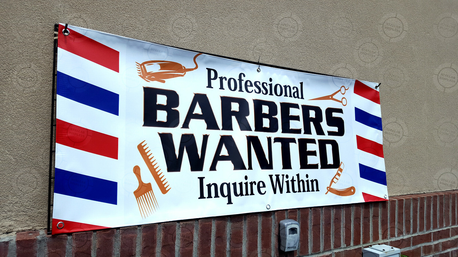 Professional Barbers Wanted Inquire Within Banner Salon Open Sign Lounge Poster