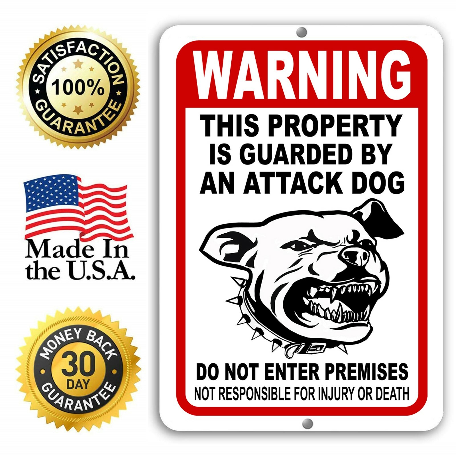 BEWARE OF DOG Sign Attack Dog on Duty Guard Dog 8&Prime;x 12&Prime; Aluminum Metal Warning