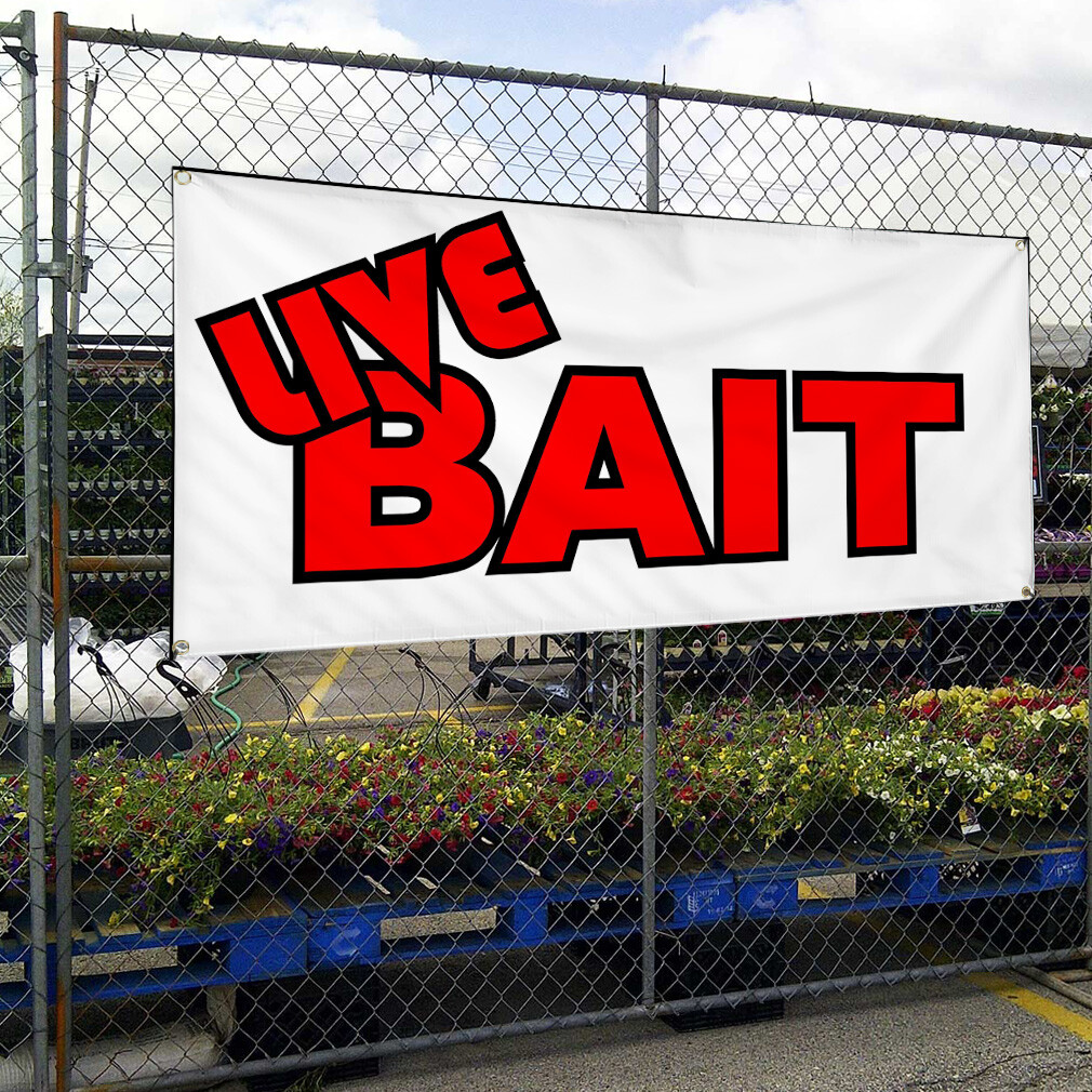 Vinyl Banner Multiple Sizes Live Bait Business Retail Bait Outdoor