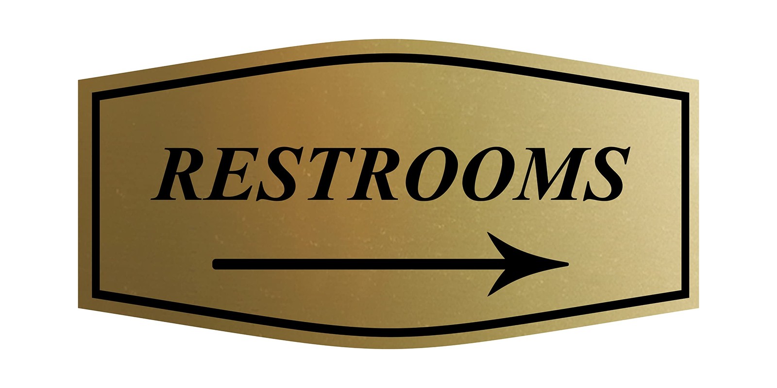 Fancy Restrooms Right Arrow Sign Large Brushed Gold Wall Mount Bathroom Plaque