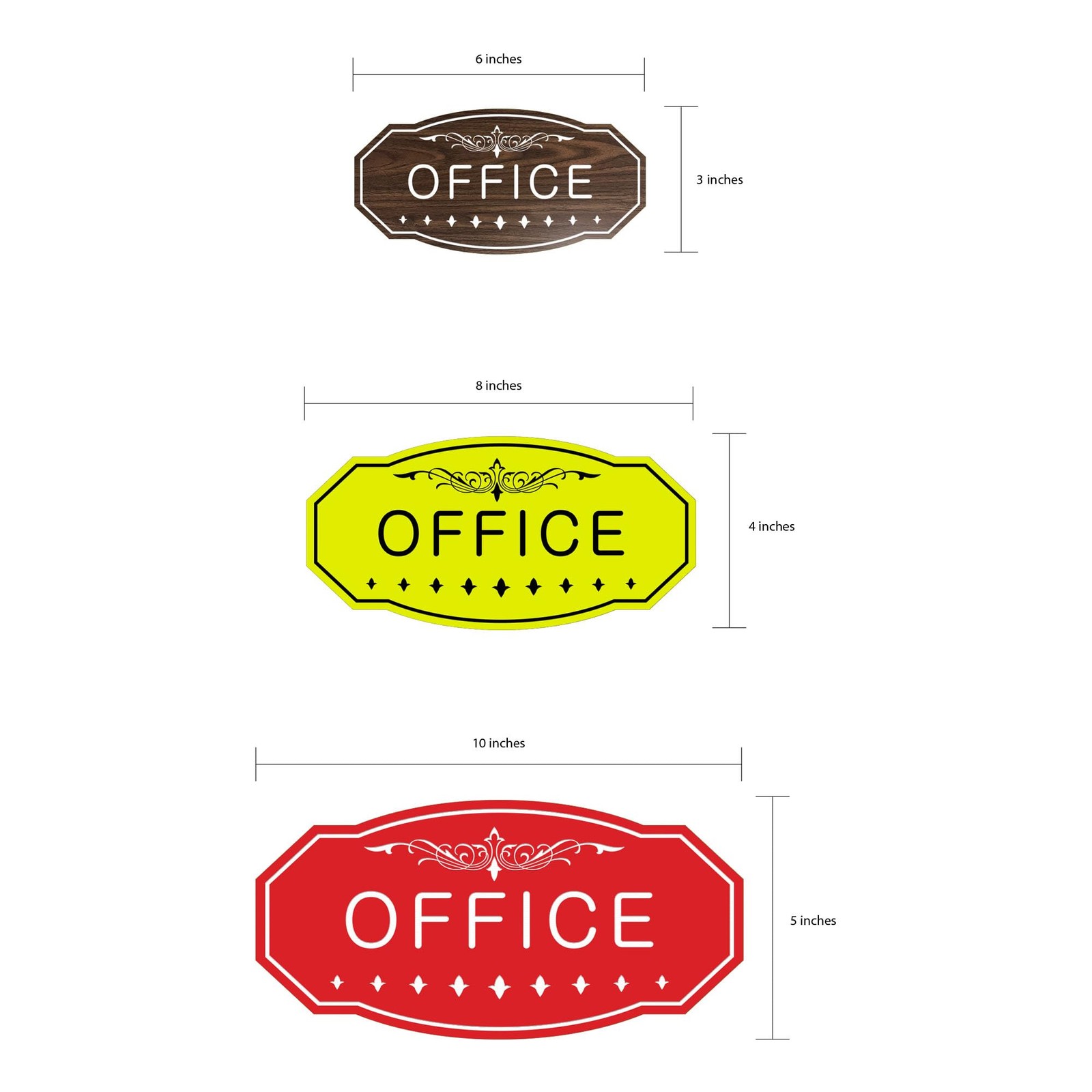 Office Victorian Door/Wall Sign (Black/Gold) – Large 5&Prime; x 10&Prime;