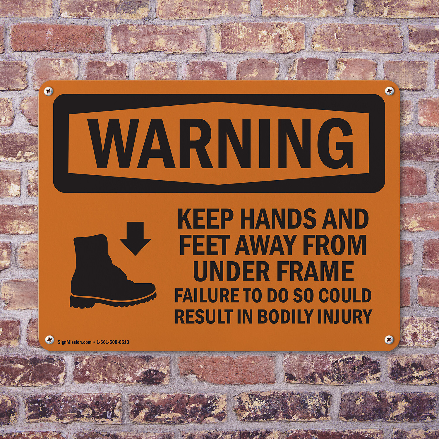 (2 Pack) Keep Hands Feet Away Failure Bodily Injury OSHA Warning Sign Decal