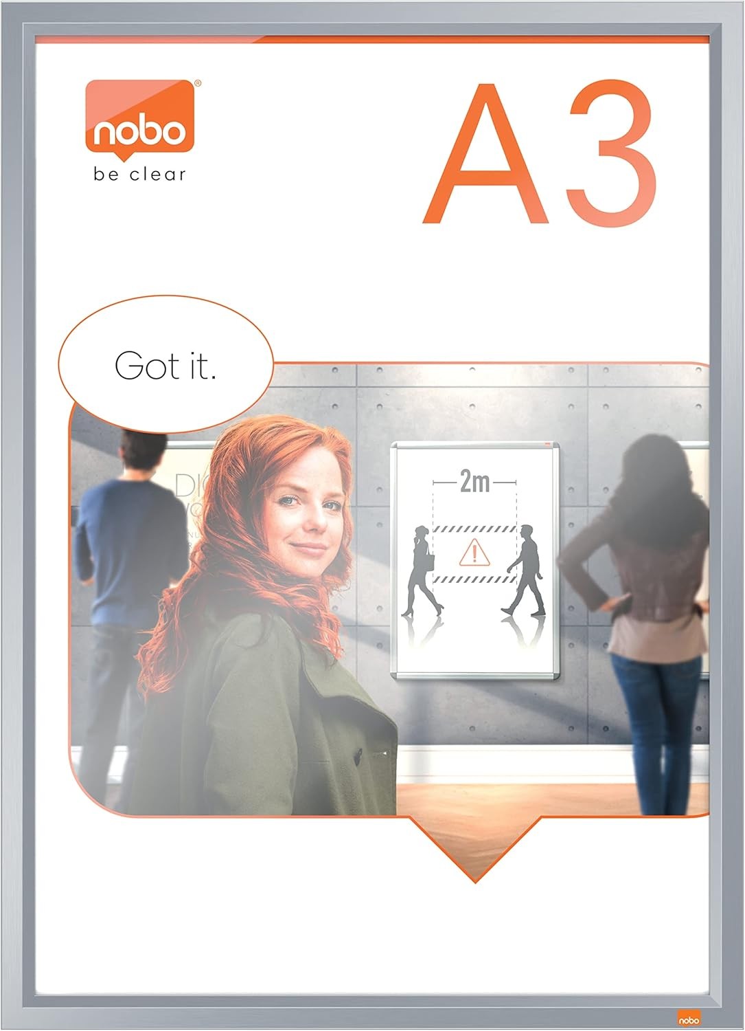 Nobo A3 Poster Frame With Anodised Clip Frame, Wall Mountable Sign Holder, Throu