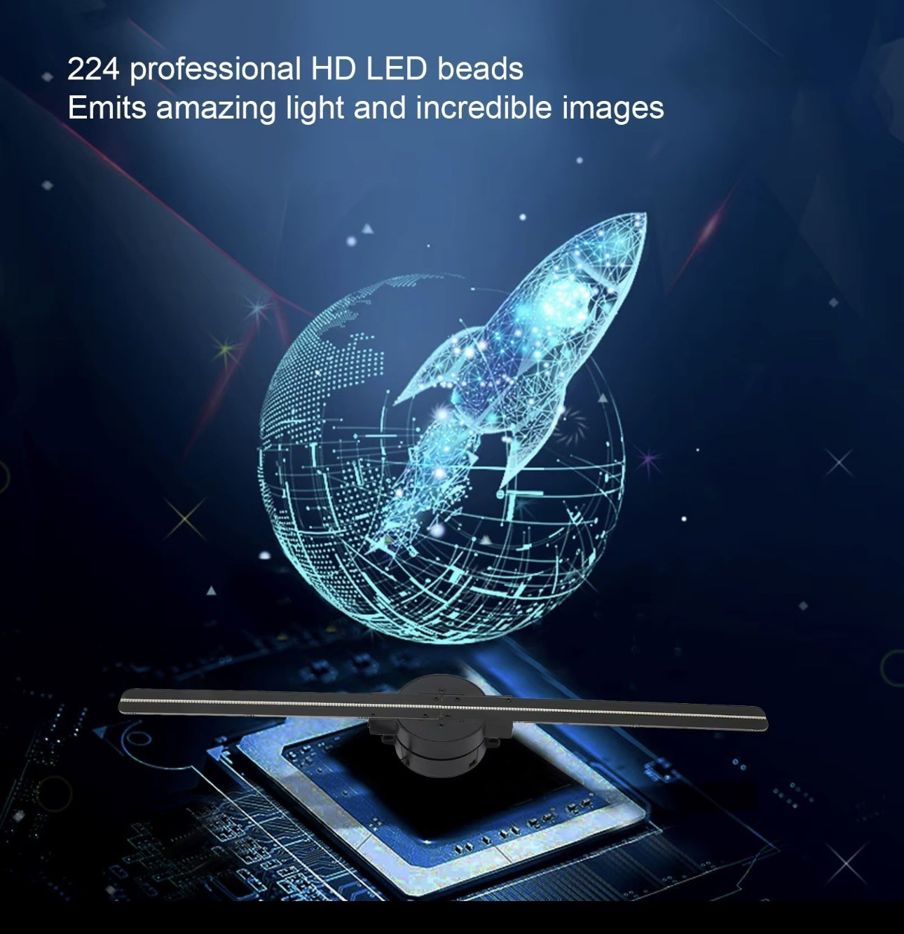 3D Holographic Fan Hologram Fan Projector 1080P LED Light RGB Sign Bar +Control