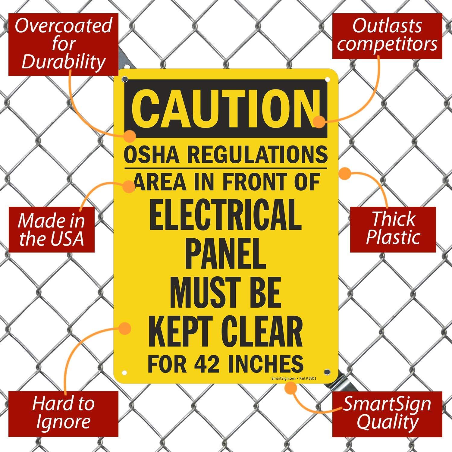 10×14 inch Caution Sign Electrical Panel Must Be Kept Clear for 42 Inches