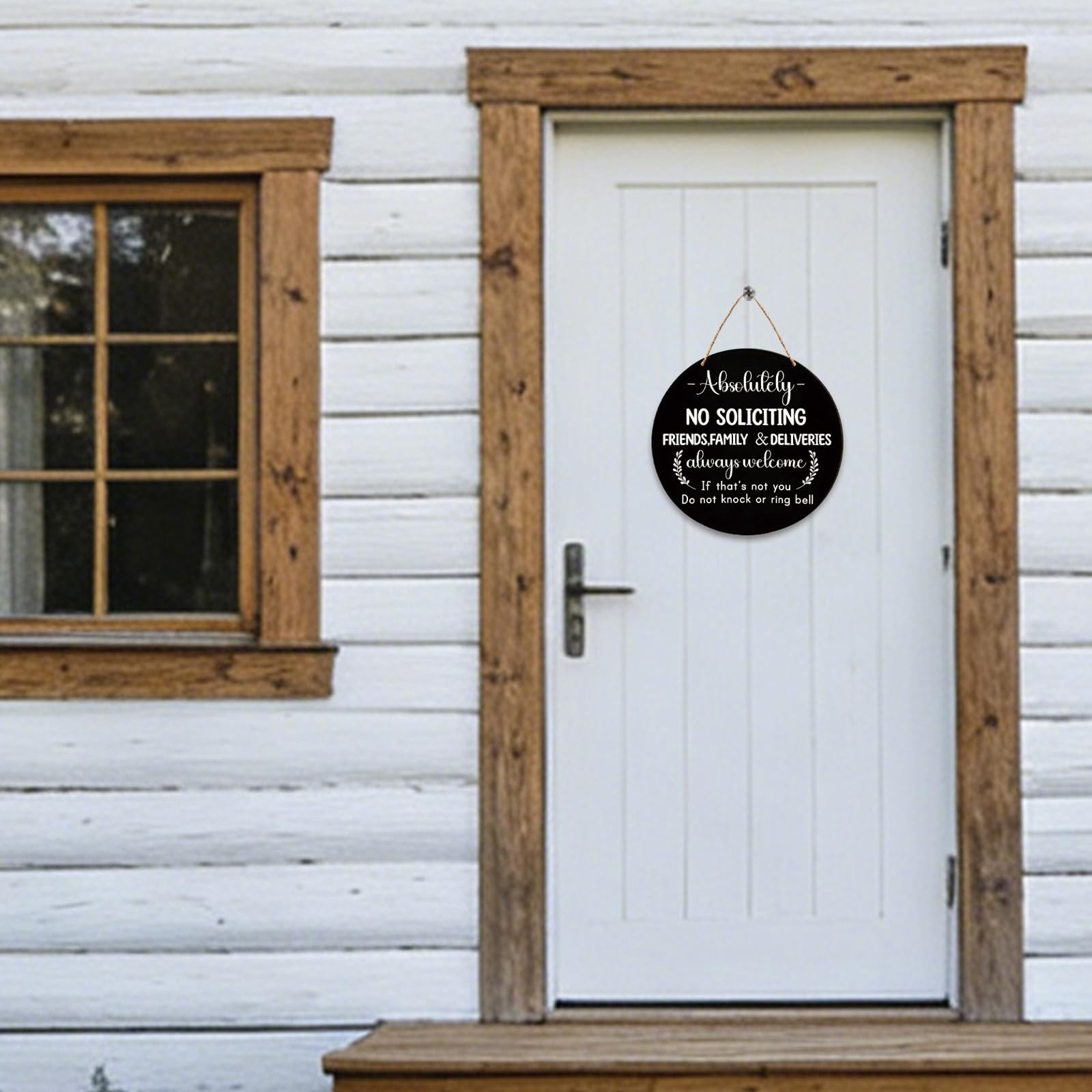 Wooden Sign for Front Door – No Soliciting, Don&rsquo;t Knock or Ring Black