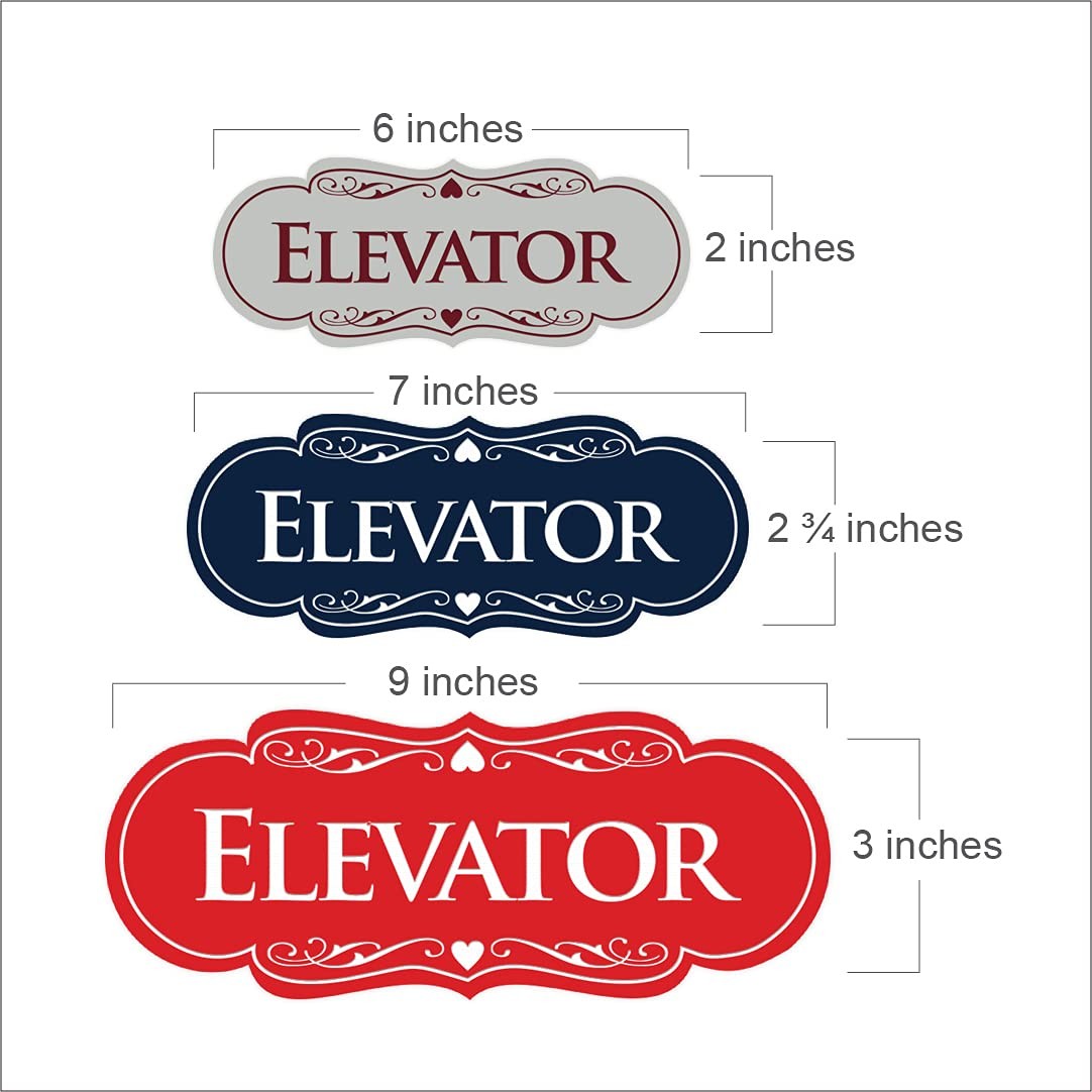 1 Pack Large Black/Silver Elevator Sign, Designer, Wall, Door, Office, Hotel