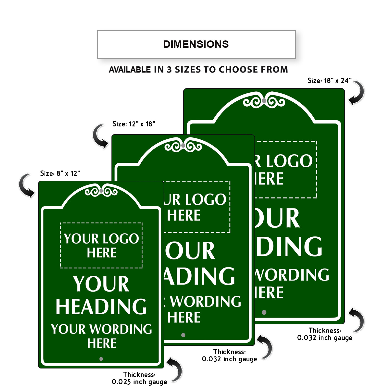 Custom Sign Your Logo Your Heading Your Wording Sign Notice Aluminum Metal Sign
