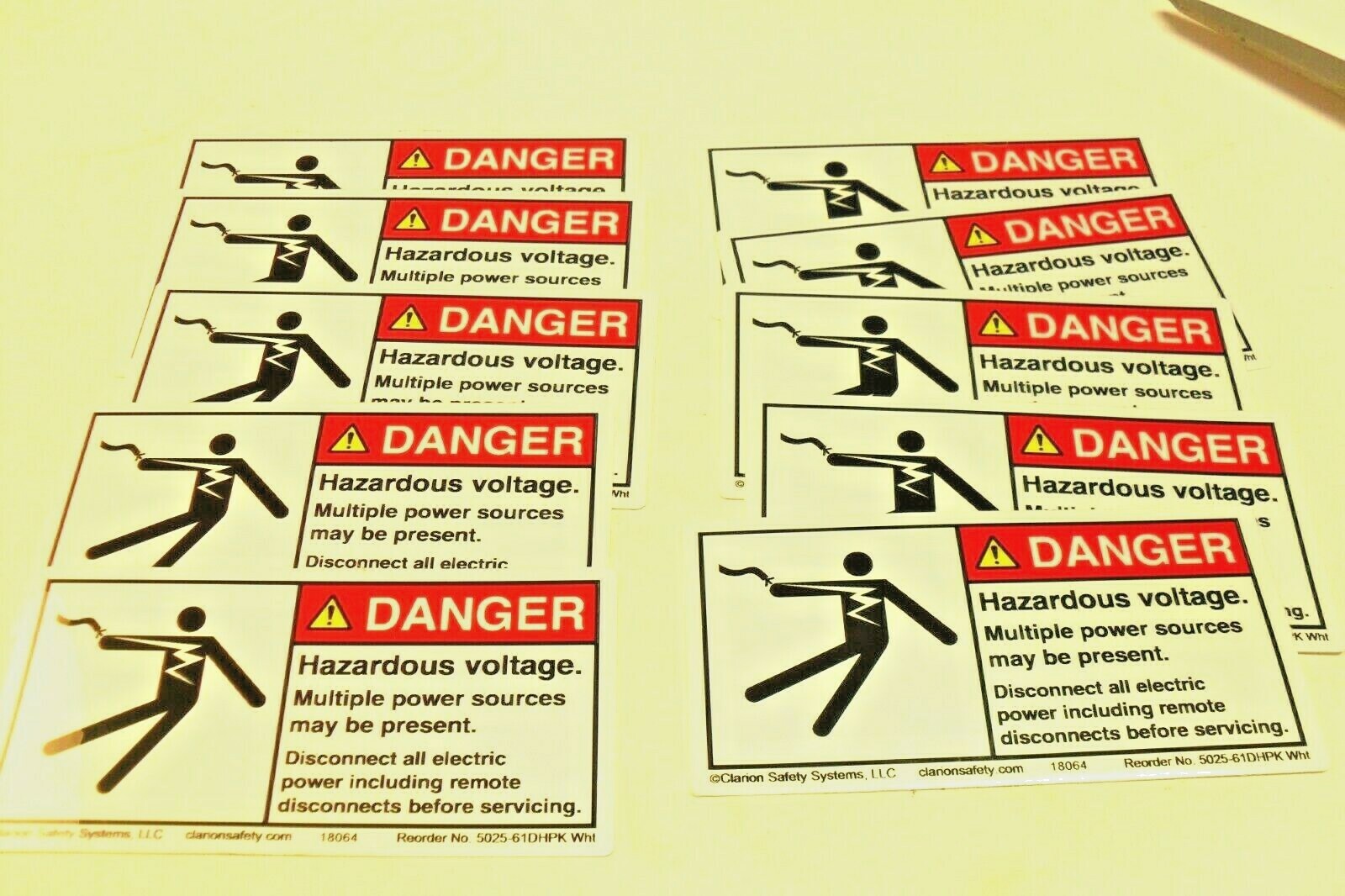 qty 10 – Decal DANGER hazardous voltage 4&Prime; x 2&Prime; Peel Off NEW